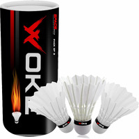 Woke Birdie Feather Badminton Shuttlecock (Set Of 3Pcs) Ideal For Tournaments,Professional Practice, Indoor/Outdoor Games - White