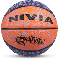 Nivia Graffiti Basketball/Material Rubber/Rubberized Moulded/Panel 8/Suitable for: Indoors Matches/Size - 7 (Blue/Orange)