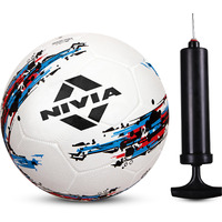 Nivia Storm White Moulded Football with Ball Pump Football - Size: 5 (Pack of 1, White/Print)