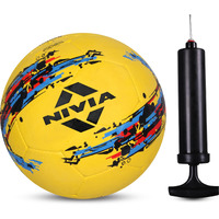 Nivia Storm Yellow Moulded Football with Ball Pump Football - Size: 5 (Pack of 1, Yellow/Black)