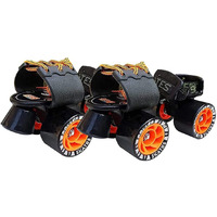 jaspo Big Boss Adjustable Quad Roller Skates Suitable For Age Group 6-14 Years Old, Unisex, Roller_Derby_Wheel (Black)