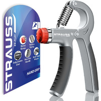 Strauss Adjustable Hand Grip | Adjustable Resistance (10KG - 40KG) | Hand Gripper for Home & Gym Workouts | Perfect for Finger & Forearm Hand Exercises for Men & Women (Black/Grey)