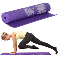 Strauss Exercise Floral Yoga Mat with Carry Bag Non-Slip Exercise & Fitness Mat for Yoga, Pilates & Floor Workouts For Men & Women Anti Tear Mat | Home & Gym Workout |Size-8mm, (Purple)