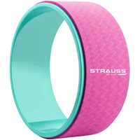 Strauss Yoga Wheel | Ideal for Stretching, Backbends, Exercise, Deep Tissue Massage & Back Pain Relief | Dharma Yoga Prop Wheel with Ultimate Comfort | 12-inch, (Pink)