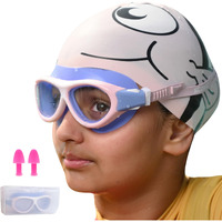 SLOVIC Pink Swimming Goggles for Kids with Ear Plugs | Waterproof | UV Protection Lenses, Anti-Fog Glasses | Perfect Fit for Boys & Girl | Swimming Goggle for Kids 6-14 | Swimming Gear for Kids |