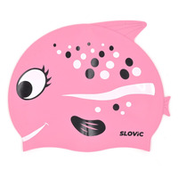 SLOVIC Red Rose Fish Printed Swimming Caps for Kids | Waterproof Silicone for Boys & Girl | Swimming Caps for Kids 6-14 | No Hair Pulling, Free Size Swimming Caps for Kids
