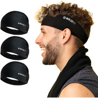 Boldfit Cotton Hair Band for Women for Men Headband for Gym Gym Accessories for Men for Women Fitness Band Hair Accessories Hair Band Stylish Fitness Band Head Wear for Gym Band - Black - Pack of 3