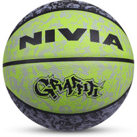 Nivia Graffiti Basketball/Material Rubber/Rubberized Moulded/Panel 8/Suitable for: Indoors Matches/Size - 7 (Black/Green)