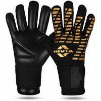 Nivia Ashtang Gold Rubber Football Goalkeeper Gloves (Gold, Medium)