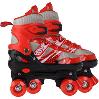 Lyrovo Adjustable Roller Skates With Break For Kids, Girls And Boys (M, Red), Rollerderbywheel