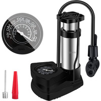 Quxis Portable High-Pressure Foot Air Cycle Pump | Easy-to-Read Dial | Heavy Compressor Cylinder with Pressure Gauge | Floor Pump for Motorbike/Cars/Bicycle/Football (Black)