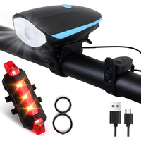 Gadget Deals 2-in-1 Rechargeable Cycle Light and horn with Cycle tail light LED Cycle light for bicycle Front Rear Light Combo