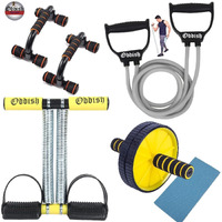 ODDISH; way to fitness Tummy Trimmer with Resistance Tube and and ab exerciser and push up stand combo Pack for man and women (EXERCISE-KIT)