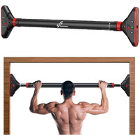 Sportneer Pull up Bar for Home Pull up Bar Adjustable Length Max Load 200KG Hanging Rod for Height Increase No Screws Hanging Bar for Push up Chin up Pull-up Bar for Home Workout Gym (Red & Black)