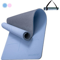 Halohop Yoga Mats for Women Exercise Mat for Home Workout Gym Mat Anti Slip Premium Mat TPE Material 6mm Yoga Mat with Guide Align and Carry Strap for Men and Women(183cm*61cm*0.6cm)