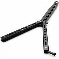 HEAVY DRIVER Butterfly Knives Trainer with O-Ring Latch for Beginner, Balisong Trainer with Unsharpened Blade for Practicing Flipping Tricks, Stainless Steel Pocket Tool (Black)