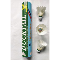 DUCKTAIL Signature - Feather Badminton Shuttlecock - Speed 76 - Cork Bottom - Tournament Grade - Durable White (Pack of 10 in A Box)
