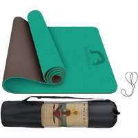 Bodylastics Yoga Mat for Men and Women with Carry Bag TPE 6ft x 2ft x 6mm Large Size Anti Slip & Anti Tear Workout Mat (Green/Black Mat Only)