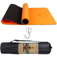 Bodylastics Yoga Mat for Men and Women with Carry Bag TPE 6ft x 2ft x 6mm Large Size Anti Slip & Anti Tear Workout Mat (Orange/Black)