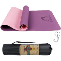 Bodylastics Yoga Mat for Men and Women with Carry Bag TPE 6ft x 2ft x 6mm Large Size Anti Slip & Anti Tear Workout Mat (Purple/Pink)