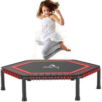 Dolphy 50  Hexagon Trampoline Rebounder Exercise Jumping Cardio Trainer, Covered Bungee Rope System for Adults/Kids/Indoor/Outdoor/Garden/Yoga Workout Fitness - Max Limit 100kg.