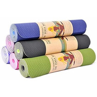 Bodylastics Yoga Mat for Men and Women with Carry Bag TPE 6ft x 2ft x 6mm Large Size Anti Slip & Anti Tear Workout Mat (Any Color Mat)
