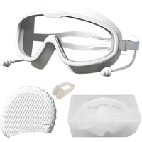 PROBEROS Adult Swim Goggles Swimming Cap Unisex Professional Swimming Goggles with Intergrated Ear Plugs, Anti-fog Diving Goggles Swimming Goggles Anti Fog Swim Goggles for Surfing, Kayaking, White