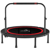 Dolphy Portable & Foldable Trampoline - 40  in-Home Mini Rebounder with Adjustable Handrail, Fitness Body Exercise for Kids Adults Indoor/Garden Workout Max Load 80kg.