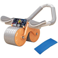 Optifit Ab Roller Set With Handle & Silent Knee Pad Mat For Exercise Gym, Abdominal Ab Roller With Phone Holder For Core Workout, Fitness & Exercise, Home Workout Equipment For Men Women - Yellow