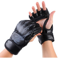 Optifit Boxing Gloves for Adult PU MMA Gloves with Wrist Wrap Fingerless Boxing Gloves EVA Foam Insert Sport Gloves for Boxing, Muay Thai and Sparring Sessions
