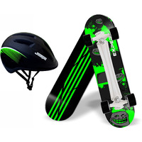 Jaspo Dragon Fire Dual Skateboard Casterboard Cruiserboard Combo (26.5 Inches) (For Age Group 7 Years And Above) (Dragon Fire Dual) - Fibreglass, Black