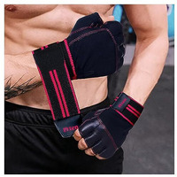19.ten Leather Gym Gloves For Men And Women, Gloves For Professional Weightlifting, Fitness Training And Workout (M (Fits 7.5-8 Inches), Blue-Black)