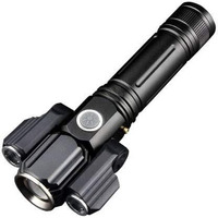 CARE 4 USB Rechargeable Long Range Torch Flashlight, Searchlight for Emeregency and Outdoor Use (539_3Head_Metal_Torch)