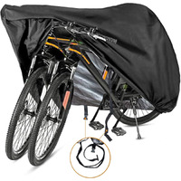 NABAAT Universal Bicycle Cover for 2 or 3 Cycles Waterproof Outdoor Rain/ Sun/ Snow/ Corrosion Protection (Black)