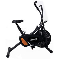 Healthex Air Bike Exercise Cycle For Home Use | Cardio Air Bike Gym Cycle for Workout with Adjustable Cushioned Seat (Octane-MovingHandles)