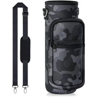 HASTHIP Water Bottle Carrier Bag for 32 oz Bottles, Crossbody Water Bottle Case Cover with Adjustable Shoulder Strap Pockets for Men/Women Boys Girls Walking Hiking Camping School