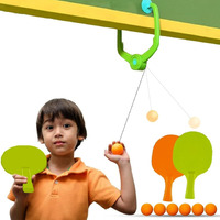 MOROVIK Hanging Table Tennis Self Training Indoor Gaming 2 Racket & 6 Practice Ball Portable - Double Sparring Hanging Toys Parent Child Interaction Indoor Toys (Hanging Table Tennis) (2) (2) (1)