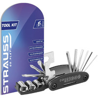 Strauss Bicycle Repair Tool Kit | 16-in-1 Multi-Purpose Set with Screwdrivers, Wrenches, Spanners, Nail Puller & Extension Rod | Portable & Compact Cycling Maintenance Equipment for Bike