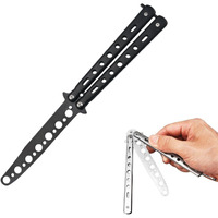 Street27 Butterfly Knives Trainer with O-Ring Latch for Beginner, Balisong Trainer Multifunctional Tool for Practicing Flipping Tricks, Stainless Steel Pocket Knives Trainer Tool (Black)