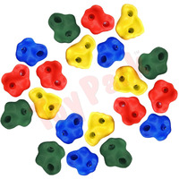Toy Park Kids Large Adventure Climbing Holds Rocks Climb Stones for DIY Playground Wall Grips & Wood Block for Indoor & Outdoor - Multicolour - 20 Pieces