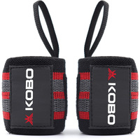 Kobo WTA-41 Red Wrist Wraps with Thumb Loop - Professional Wrist Support Braces for Men & Women - Weight Lifting Cross Fitnesspowerliftingstrength Training