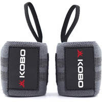 Kobo Wta-41 Grey Wrist Wraps With Thumb Loop - Professional Wrist Support Braces For Men & Women - Weight Lifting Cross Fitnesspower Lifting Strength Training, Polyester, Grey