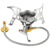 NEAR STOP Stainless Steel Portable Backpacking Stove, Folding Mini Camping Gas Stove With Piezo Ignition, Support Wind-Resistance Camp Stove For Outdoor Camping, Hiking, Cooking With Gas Conversion