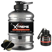 Doveaz Gym Gallon Water Bottle With Protein Funnel Container With Key-Chain, Gym Bottles For Men, Protein Shaker Bottle - Bpa-Free, Unbreakable, Freezer Safe (1500Ml, Black) - Plastic