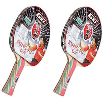 GKI Kung Fu DX Wood Table Tennis Racquet - Pack of 2, Red