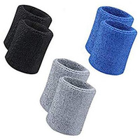 SportsFitt Cotton Sweatband/Wrist Band/Wrist Support For Gym And Sports 3 Pairs With Best Colour Combination, Multi-Coloured