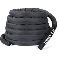 Kobo Rope Pro Black Professional Battle Rope Exercise Bottle Rope Gym 1.5-inch Thick (with Cover 30 Feet)