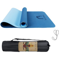 Bodylastics Yoga Mat for Men and Women with Carry Bag TPE 6ft x 2ft x 6mm Large Size Anti Slip & Anti Tear Workout Mat (Blue/Blue)