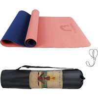 Bodylastics Yoga Mat for Men and Women with Carry Bag TPE 6ft x 2ft x 6mm Large Size Anti Slip & Anti Tear Workout Mat (Pink/Blue)
