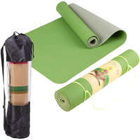 Bodylastics Yoga Mat for Men and Women with Carry Bag TPE 6ft x 2ft x 6mm Large Size Anti Slip & Anti Tear Workout Mat (Light Green/Grey)